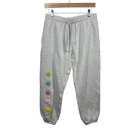 Frasier Sterling Smiley Gal Sweatpants Women M Gray Cotton Casual Athleisure - Picture 1 of 7